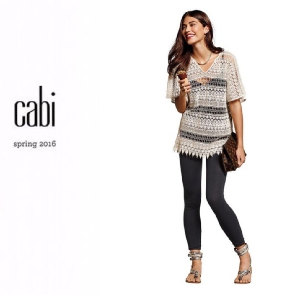 💜 Cabi Love Carol Crochet Sheer Striped Lace Top